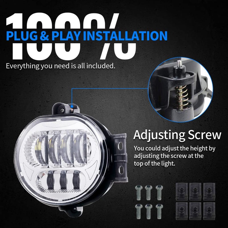 Z-OFFROAD DOT Approved LED Fog Light Assembly Compatible with Dodge Ram 1500 2002 2003 2004 2005 2006 2007 2008 Dodge Ram 2500/3500 2003-2009, 2pcs - Chrome - Image 4